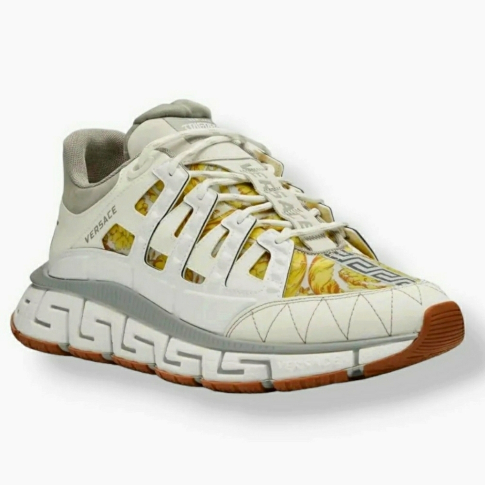Versace Men's White Trigreca Lace Up Low-Top Sneaker US 12/EU 45